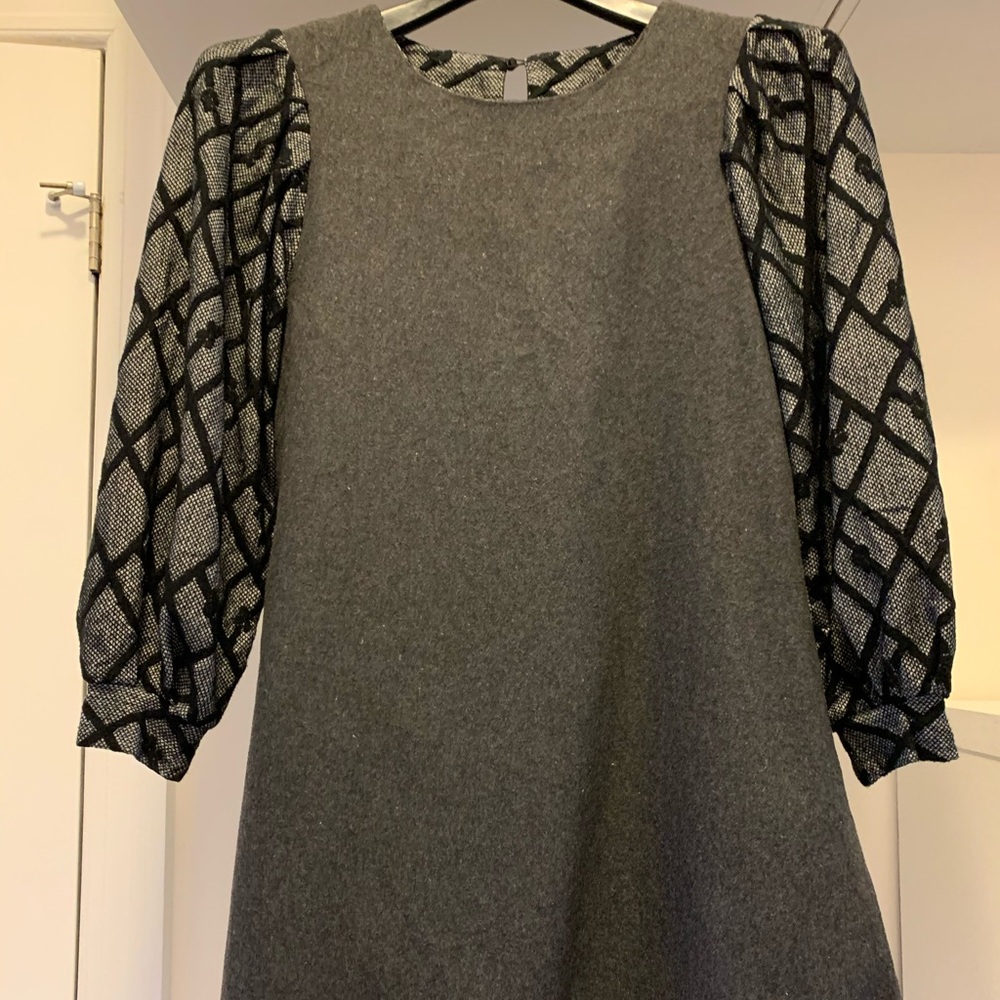 Woolen, A-line grey dress